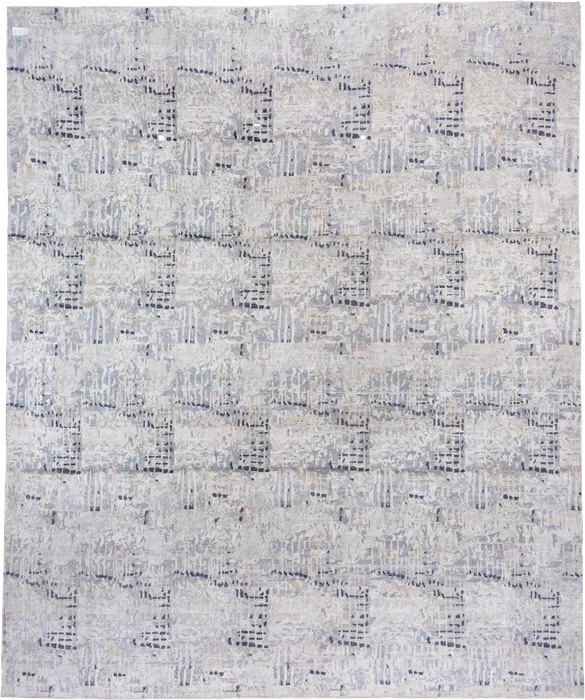 No. 70968 off-white rectangular rug with charcoal barcode-like stacked line motifs
