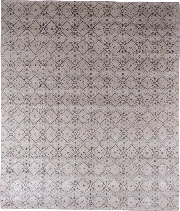 No. 76159 oatmeal rug with repeating grey interlocking diamond grid